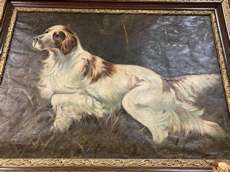 1800's Oil Painting of Setter Pointer Dog - Branford Antiques & Home ...