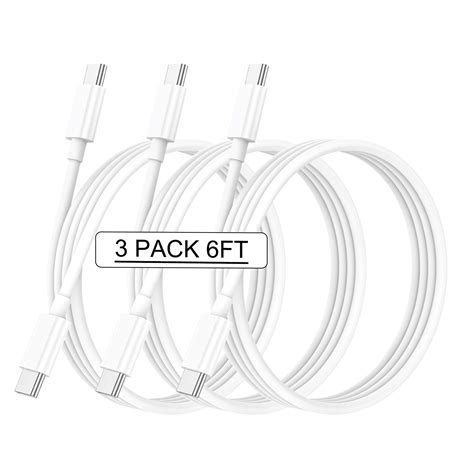 GREPHONE iPhone 15 Charger, Perfect Length White 6ft 3 Pack USB C to ...