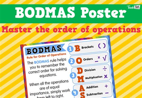 BODMAS - Poster | Bodmas, Order of operations, Teacher resources