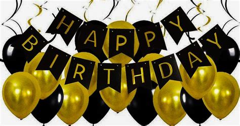 Happy Birthday Printable Banner Black Gold Birthday Party ...