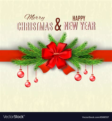 Happy new year and merry christmas greeting card Vector Image