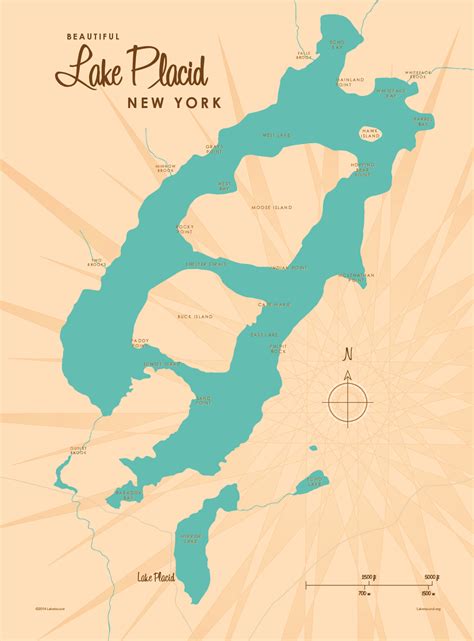 Lake Placid, NY Lake Map Wall Mural - Murals Your Way