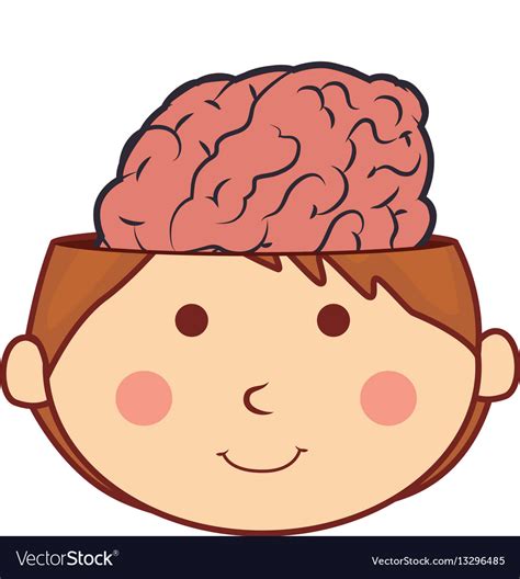 Kid with brain character Royalty Free Vector Image