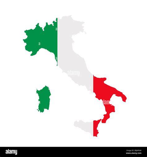 Italy flag map. Country outline with national flag Stock Photo - Alamy