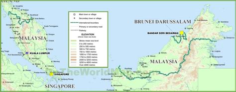 Malaysia physical map - Ontheworldmap.com