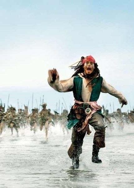 Create comics meme "Jack Sparrow funny pictures, the natives run after ...