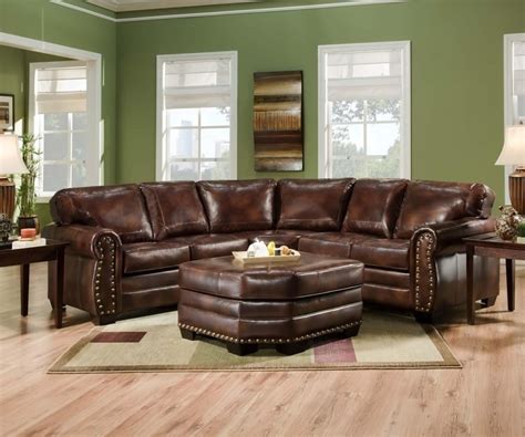 Nailhead Leather Sectional Sofa | Baci Living Room