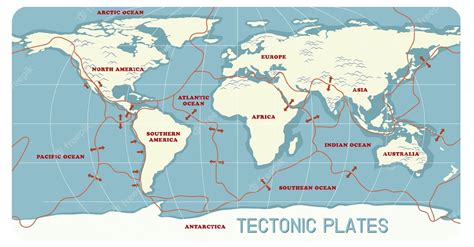 Premium Vector | Map of tectonic plates and boundaries