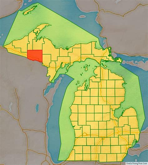 Map of Iron County, Michigan - Thong Thai Real