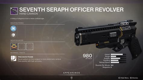 Seventh Seraph Officer Revolver god roll - Destiny 2 | Shacknews