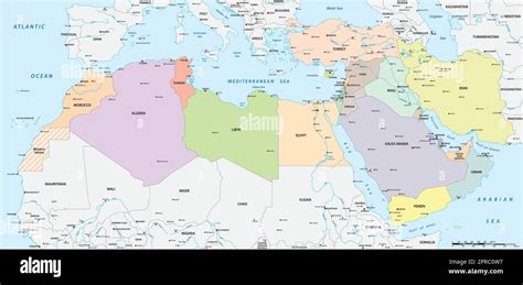 Map of the Mena Region, Middle East and North Africa Stock Vector Image ...