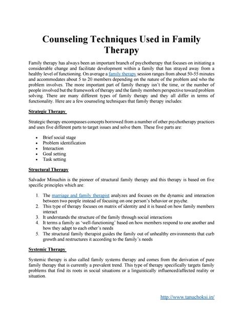 Counseling Techniques Used in Family Therapy by tanuchoksi - Issuu