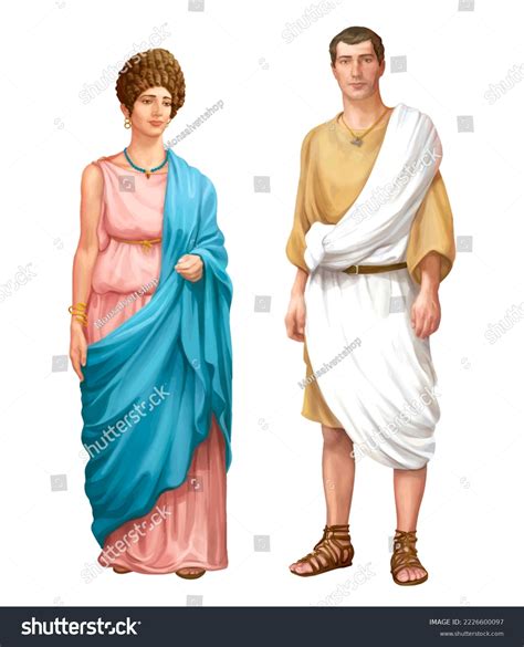 Ancient Roman Couple Illustration Isolated White Stock Illustration ...