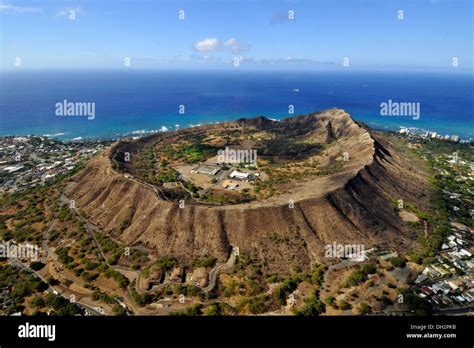 Aerial View of Diamond Head Volcanic Crater, Oahu, Hawaii, USA Stock ...