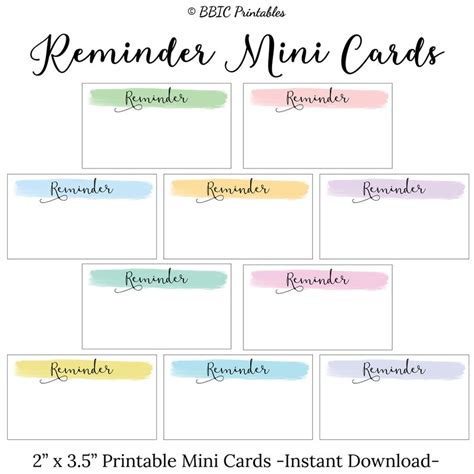 Reminder Printable Mini Cards DIGITAL DOWNLOAD, Reminder Appointment to ...