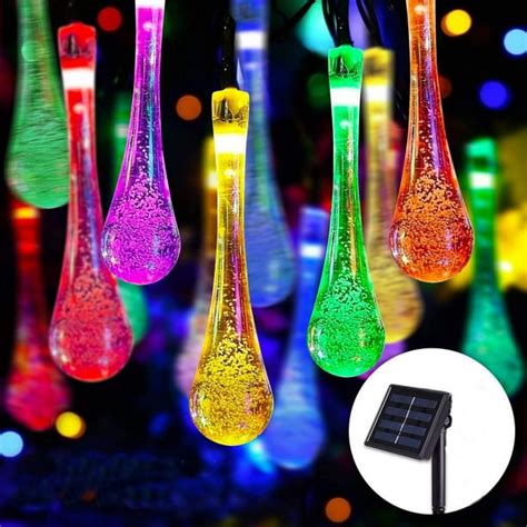 Water Drop Solar Powered 30 LED String Lights Waterproof 21.3ft 8 Modes ...