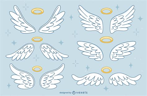 Cute Angel Wings Illustration Set Vector Download