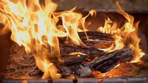 Closeup Of Flames Of Fire Burning Wood At Stock Footage SBV-338799918 ...