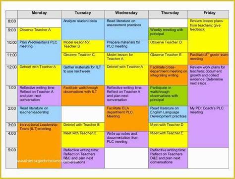 Teacher Schedule Template Free Of Free Weekly Schedule Templates for ...