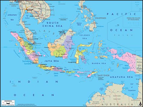 Indonesia Political Wall Map | Maps.com.com