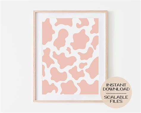 Pink Cow Pattern Digital Poster Print Animal Print Wall Art Etsy