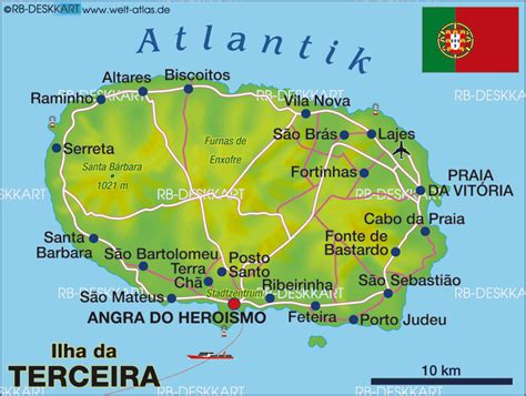 Map of Terceira, Azores (Island in Portugal, Azores) | Welt-Atlas.de