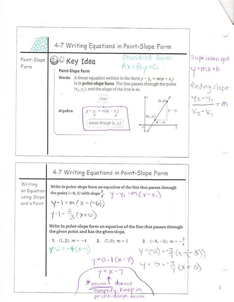 Point Slope Formula Worksheet