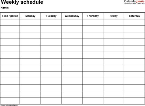 Weekly Class Schedule Maker – printable receipt template