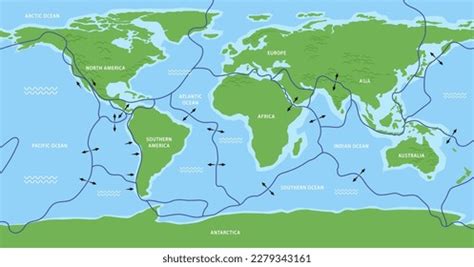 Map Tectonic Plates Boundaries Illustration Stock Vector (Royalty Free ...