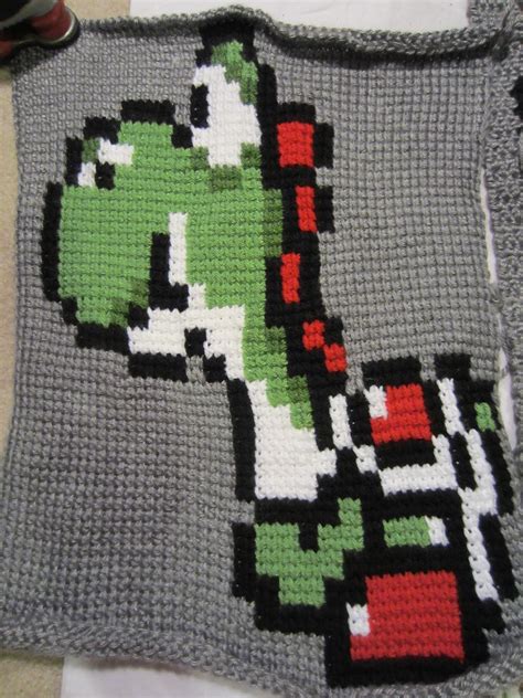 Crochet Blog- JellyBeanster: Crochet Mario Blanket Part 3- Yoshi