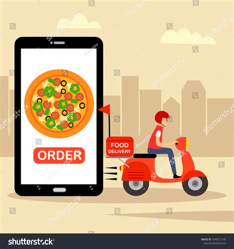 Online Food Order Food Delivery Service Stock Vector (Royalty Free ...