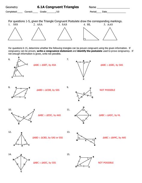 Geometry Worksheets Triangle Congruence Proofs