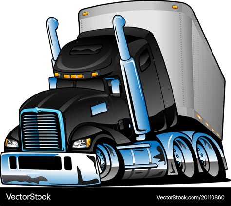 Semi truck with trailer cartoon Royalty Free Vector Image