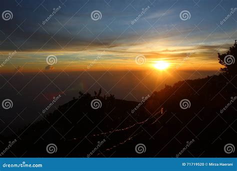 Sunrise Mount Gede stock photo. Image of indonesia, sunrise - 71719520