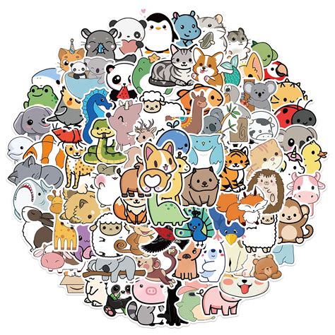 Buy Huantai 100Pcs Cute Animal Stickers, Vinyl Waterproof Decals for ...