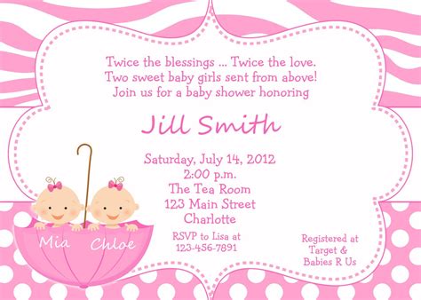 Twin Baby Shower Invitations To Announcement of New Twin Baby | Beeshower