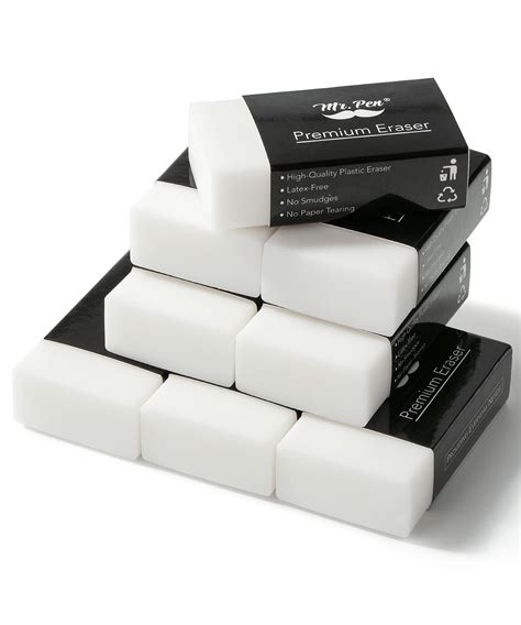 Mr. Pen- Pencil Eraser, 8 Pack, White Erasers, Erasers for Artists ...