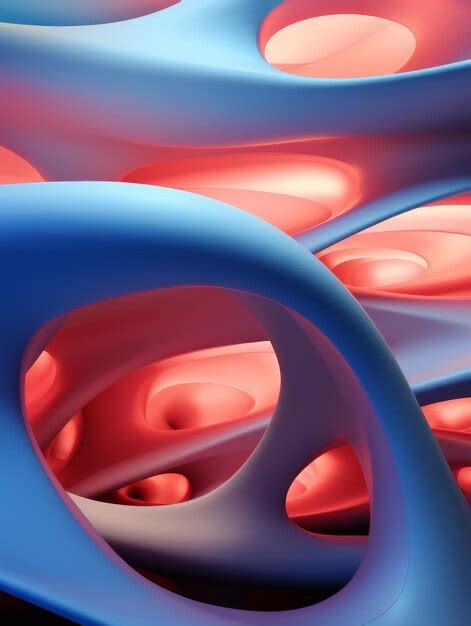 Premium AI Image | abstract blue and red shapes in a dark room