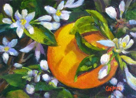 Carmen Beecher: Orange Blossom Special, 5x7 Oil Painting