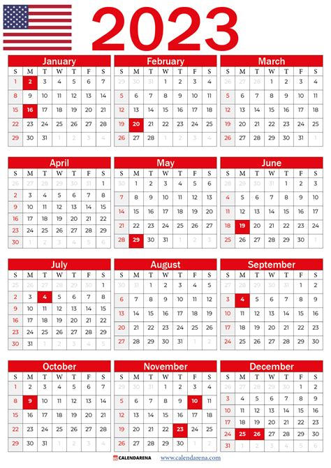 2023 Calendar With Public Holidays