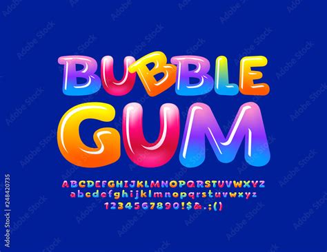 Vettoriale Stock Vector Colorful Logotype Bubble Gum With Glossy Font