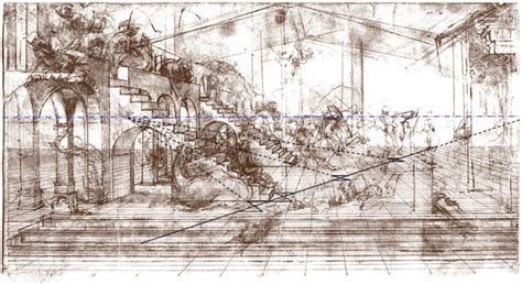 Linear perspective study for 'The Adoration of the Magi', by Leonardo ...