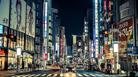 Online crop | HD wallpaper: japan, city, road, street, night, lights ...