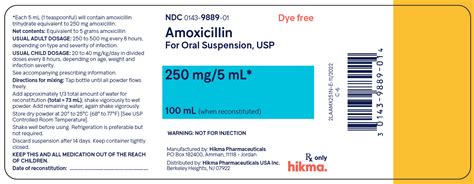 AMOXICILLIN 250MG-5ML SUSPENSION 150ML - HIKMA PHARMACEUTICALS USA INC