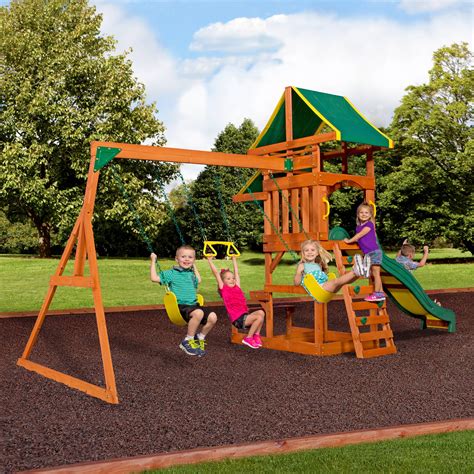 Backyard Discovery Tucson Cedar Wooden Swing Set Outdoor Kids Play ...