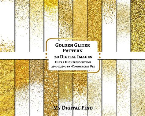 20 Gold Glitter Digital Paper Gold Glitter Scrapbook Paper - Etsy