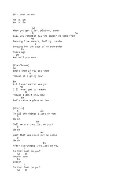 LP - Lost-On-You (Chords) | Song Structure | Songs