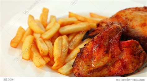 Roasted Chicken Wings And Chips Stock video footage | 1852094