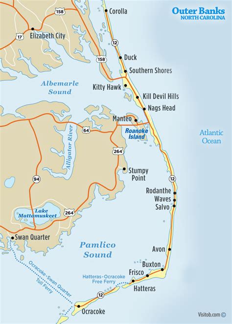 Outer Banks, NC Map | Visit Outer Banks | OBX Vacation Guide