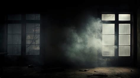 Premium AI Image | Dark gloomy old room with smoke scary empty interior